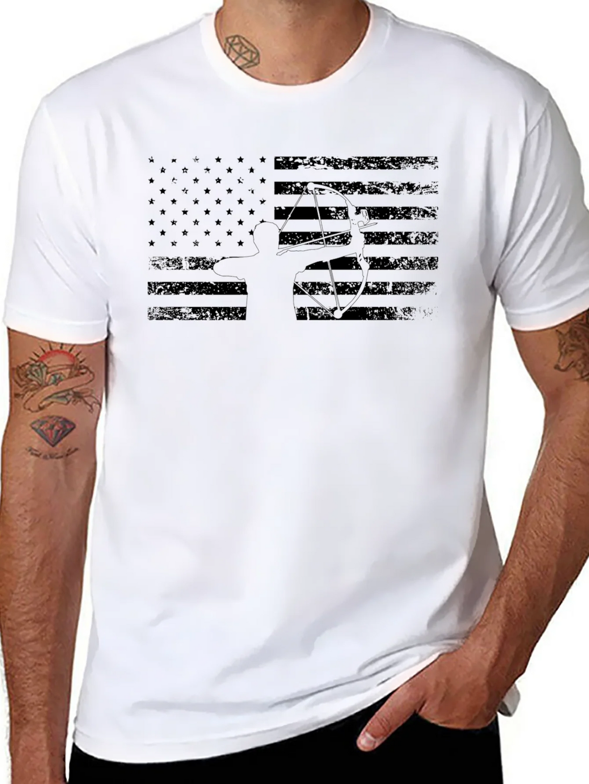 American Flag Archer Graphic Tee - Black Cotton product image 10
