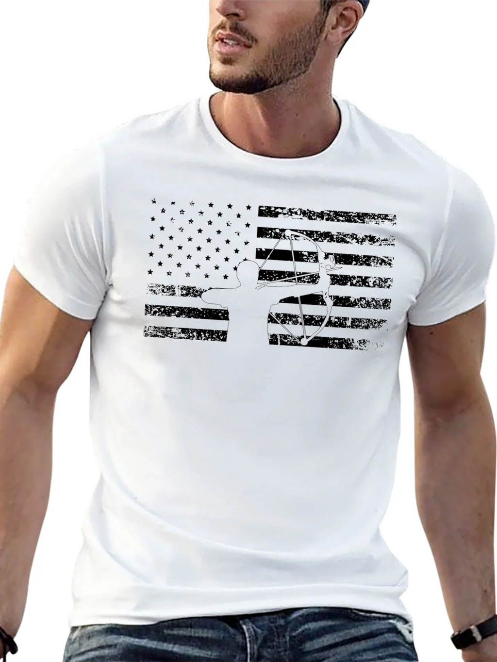 American Flag Archer Graphic Tee - Black Cotton product image 4