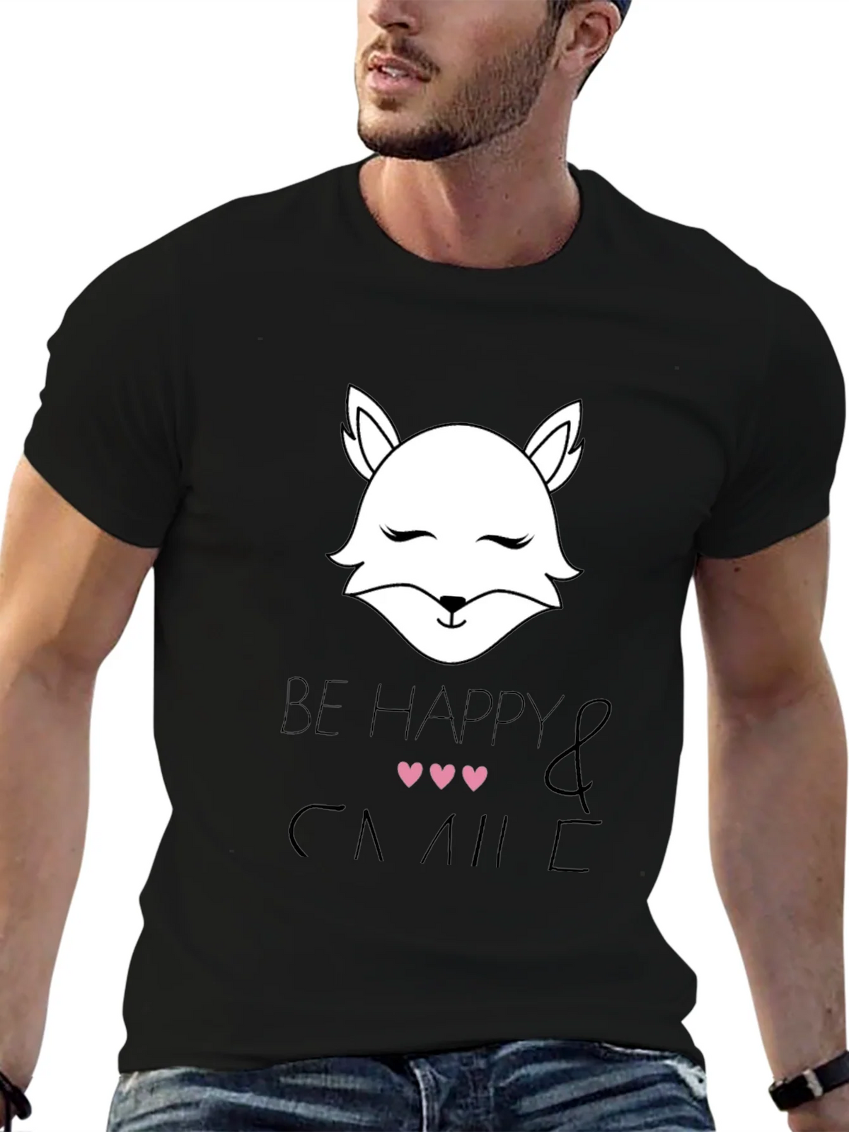 Be Happy and Smile T-Shirt with Cute Fox Design product image 9