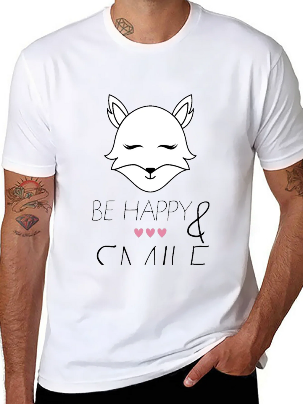Be Happy and Smile T-Shirt with Cute Fox Design product image 10
