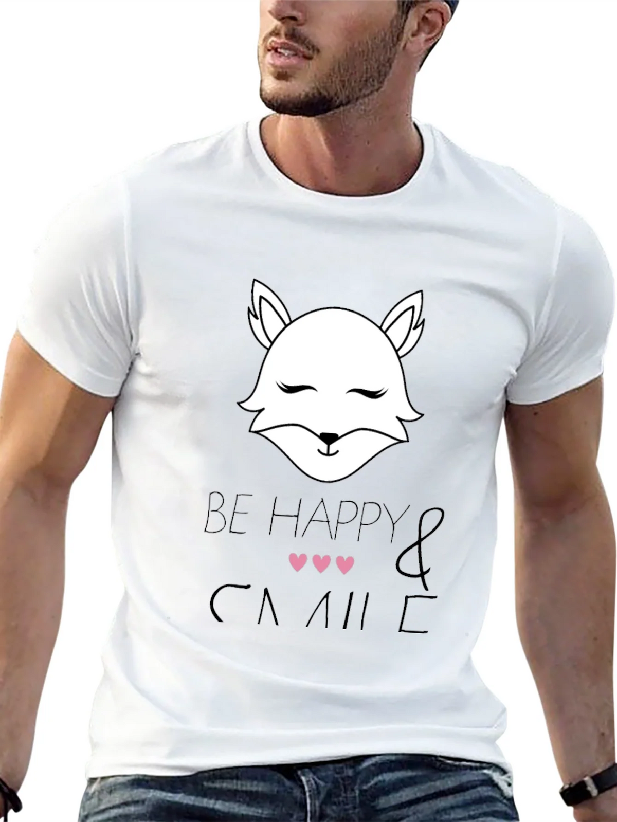 Be Happy and Smile T-Shirt with Cute Fox Design product image 4