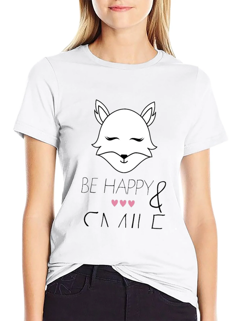 Be Happy and Smile T-Shirt with Cute Fox Design product image 11