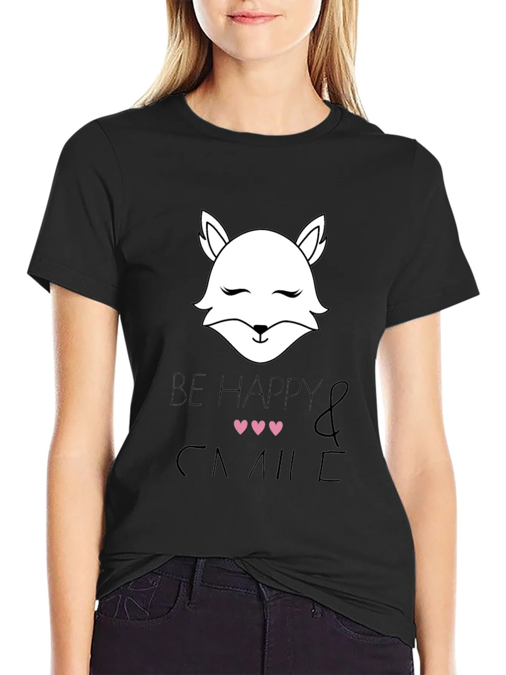 Be Happy and Smile T-Shirt with Cute Fox Design product image 5