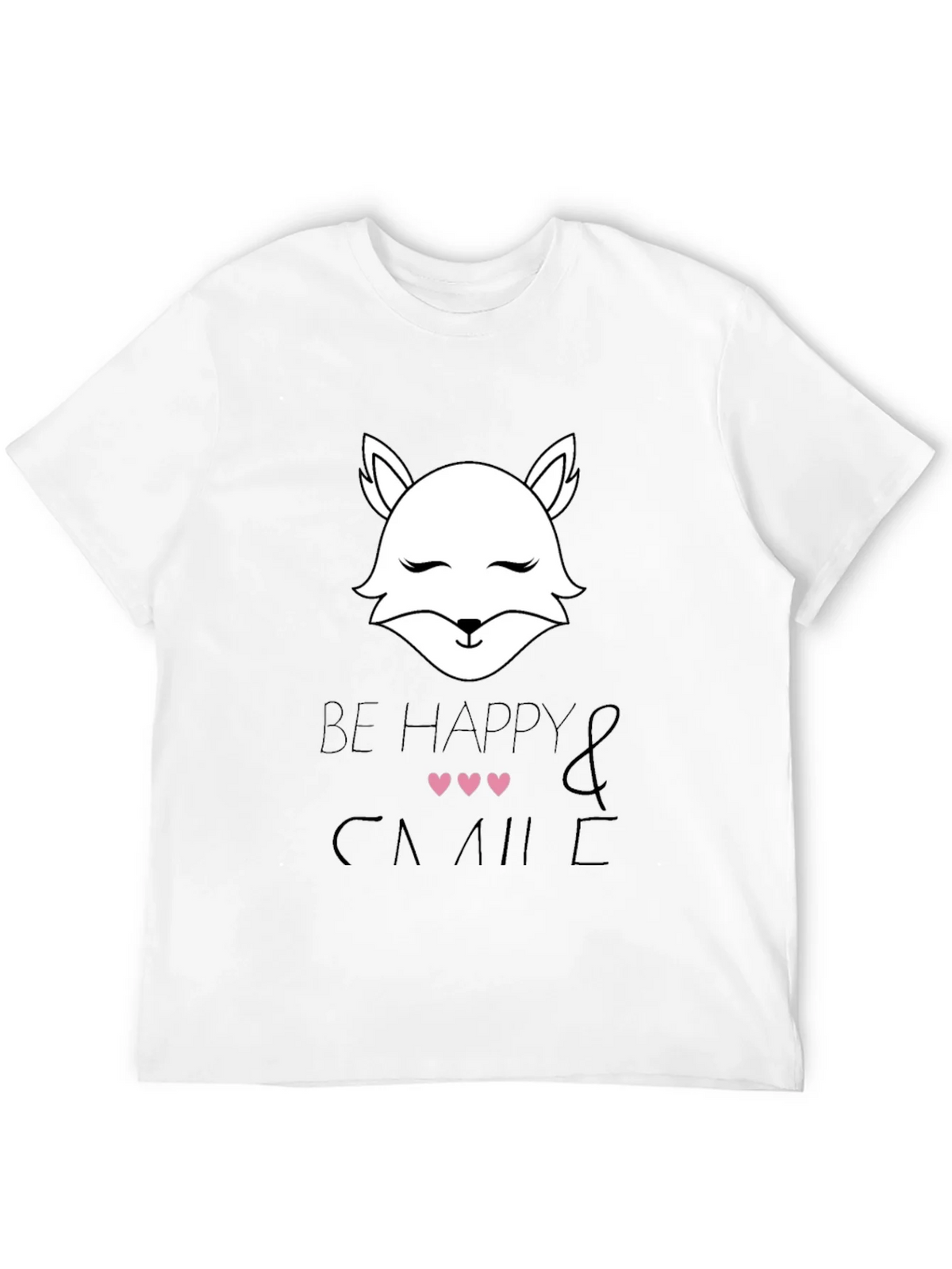 Be Happy and Smile T-Shirt with Cute Fox Design product image 3
