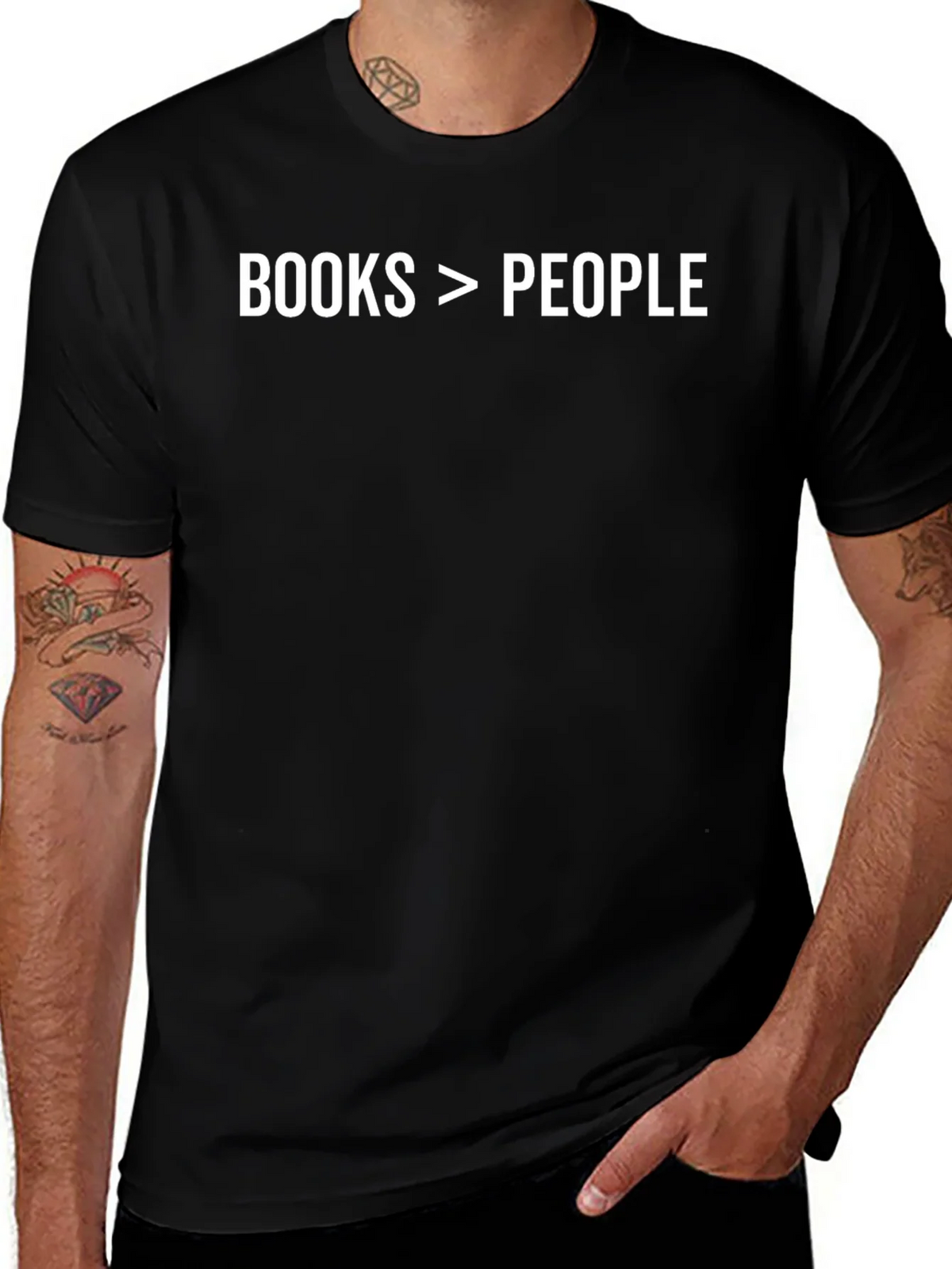 Books > People T-Shirt - Black Graphic Tee product image 1