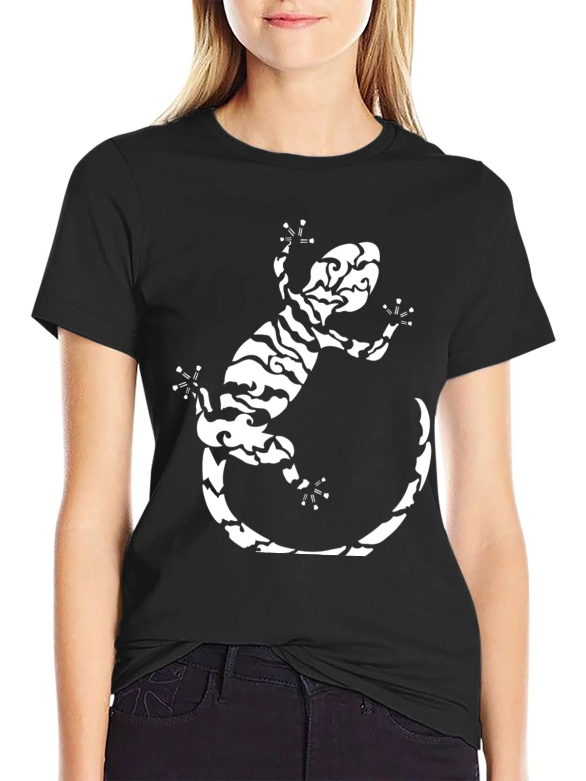 Tribal Gecko Graphic Tee - Stylish Black T-Shirt product image 5