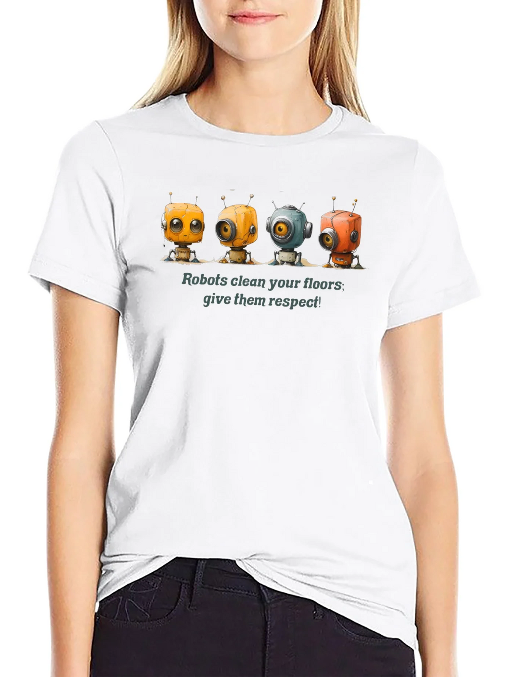 Robots Clean Floors - Give Them Respect Graphic T-Shirt product image 11