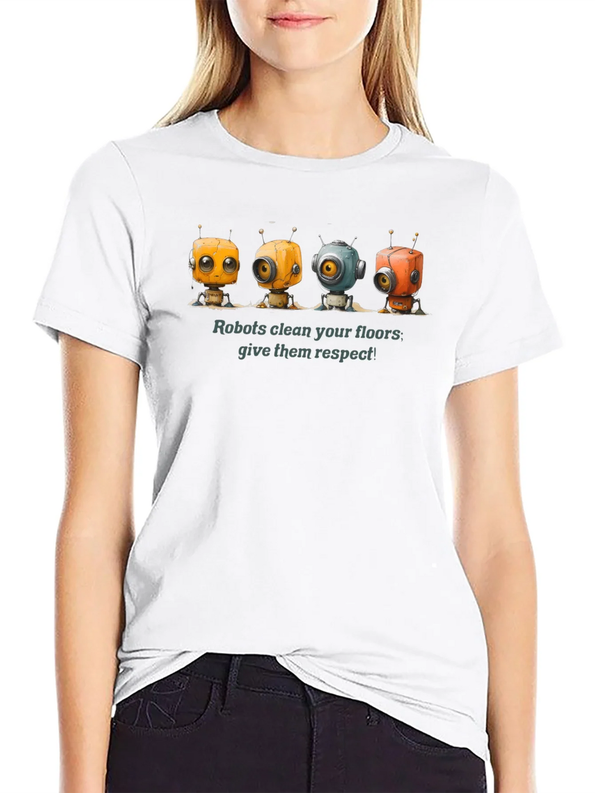 Robots Clean Floors - Give Them Respect Graphic T-Shirt product image 11