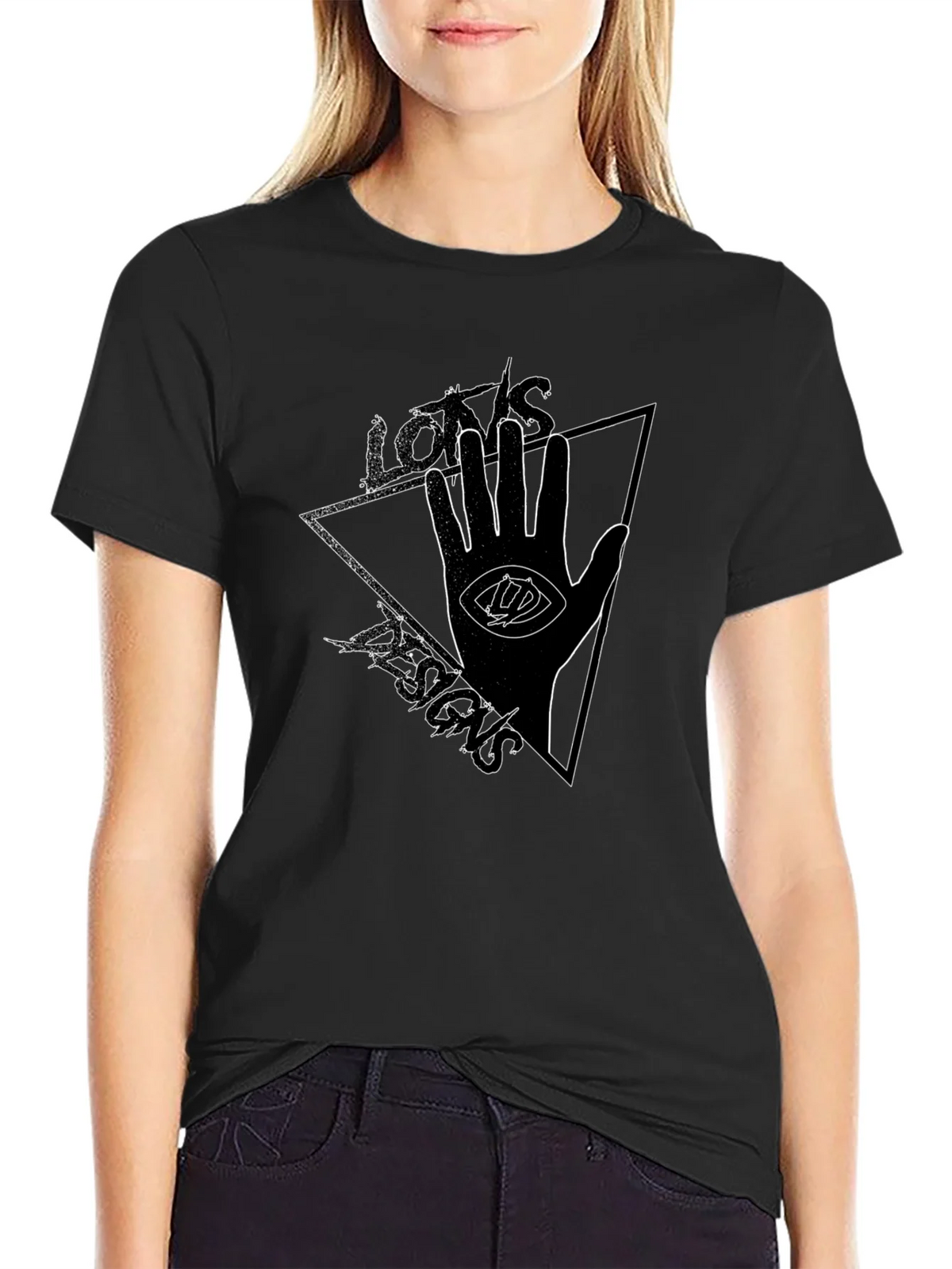 Eye Hand Triangle Graphic Tee - Black Cotton T-Shirt product image 5