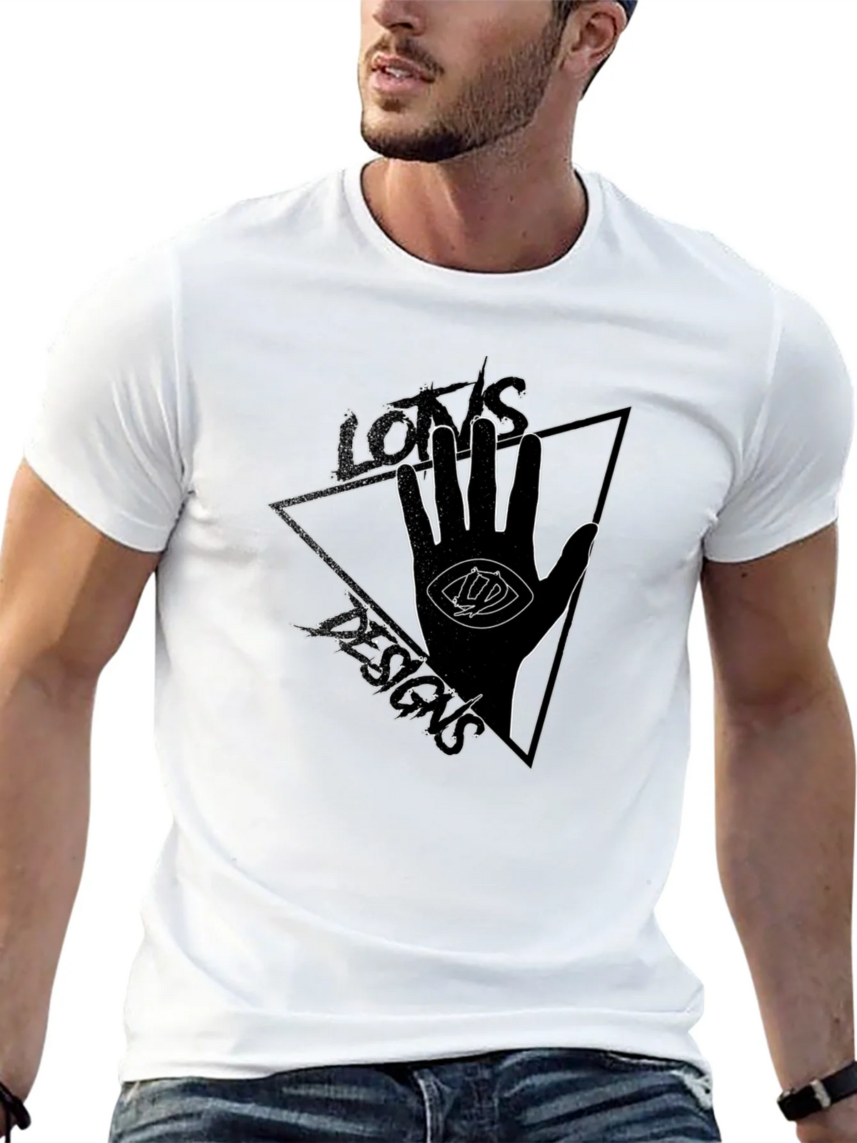 Eye Hand Triangle Graphic Tee - Black Cotton T-Shirt product image 4