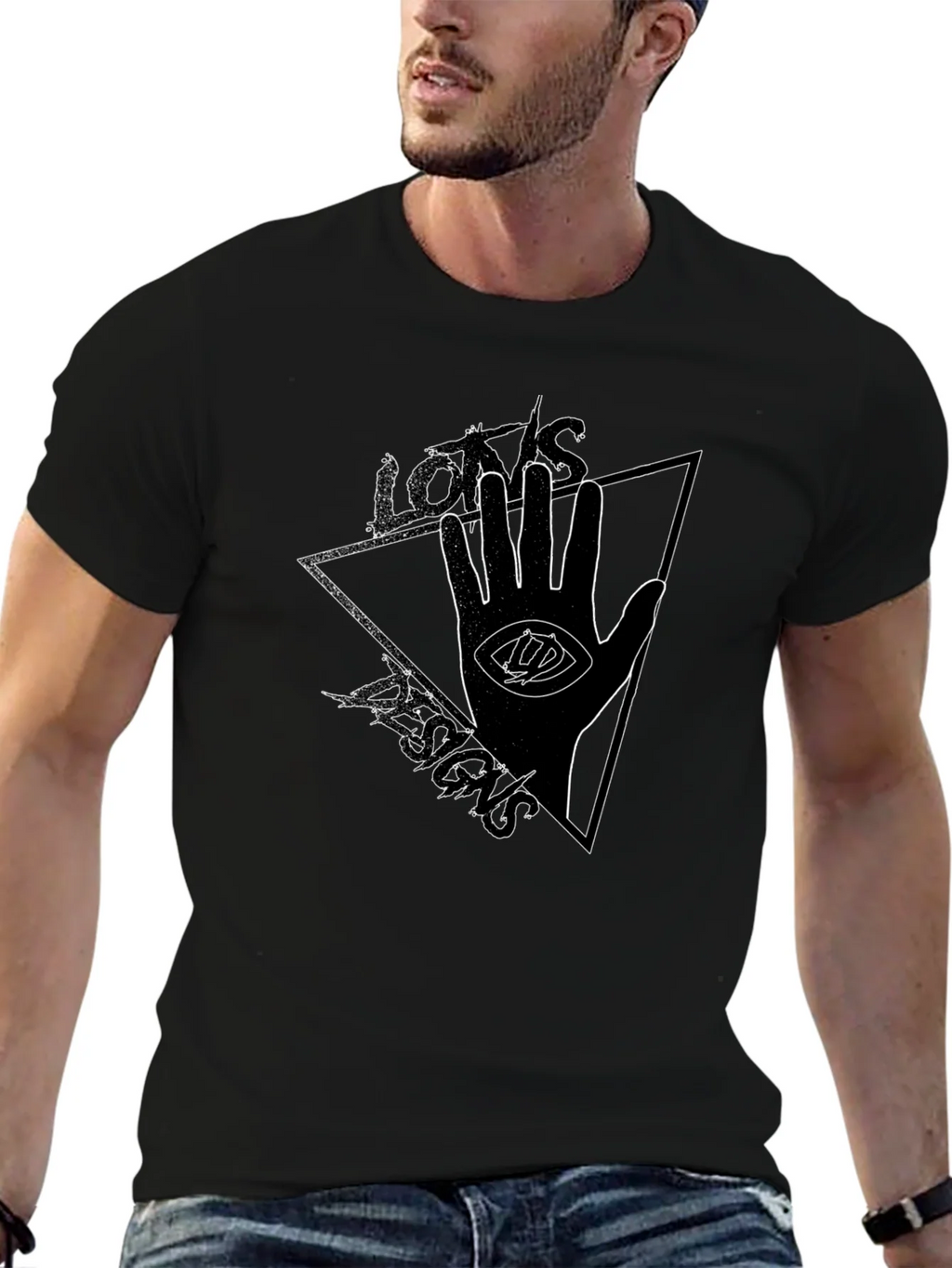 Eye Hand Triangle Graphic Tee - Black Cotton T-Shirt product image 9