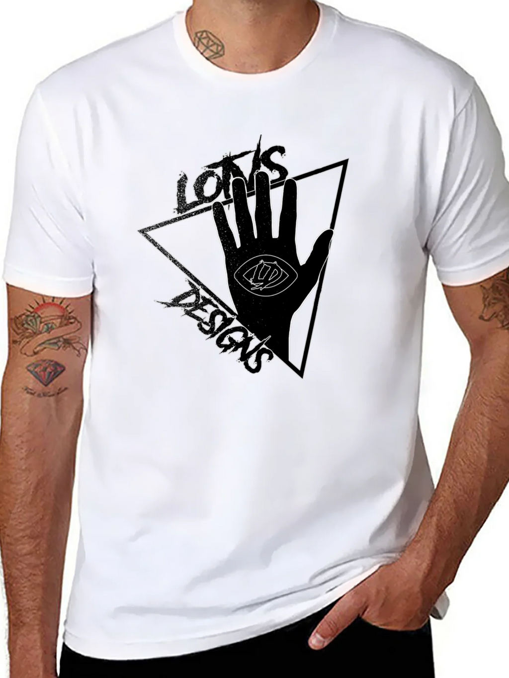 Eye Hand Triangle Graphic Tee - Black Cotton T-Shirt product image 10