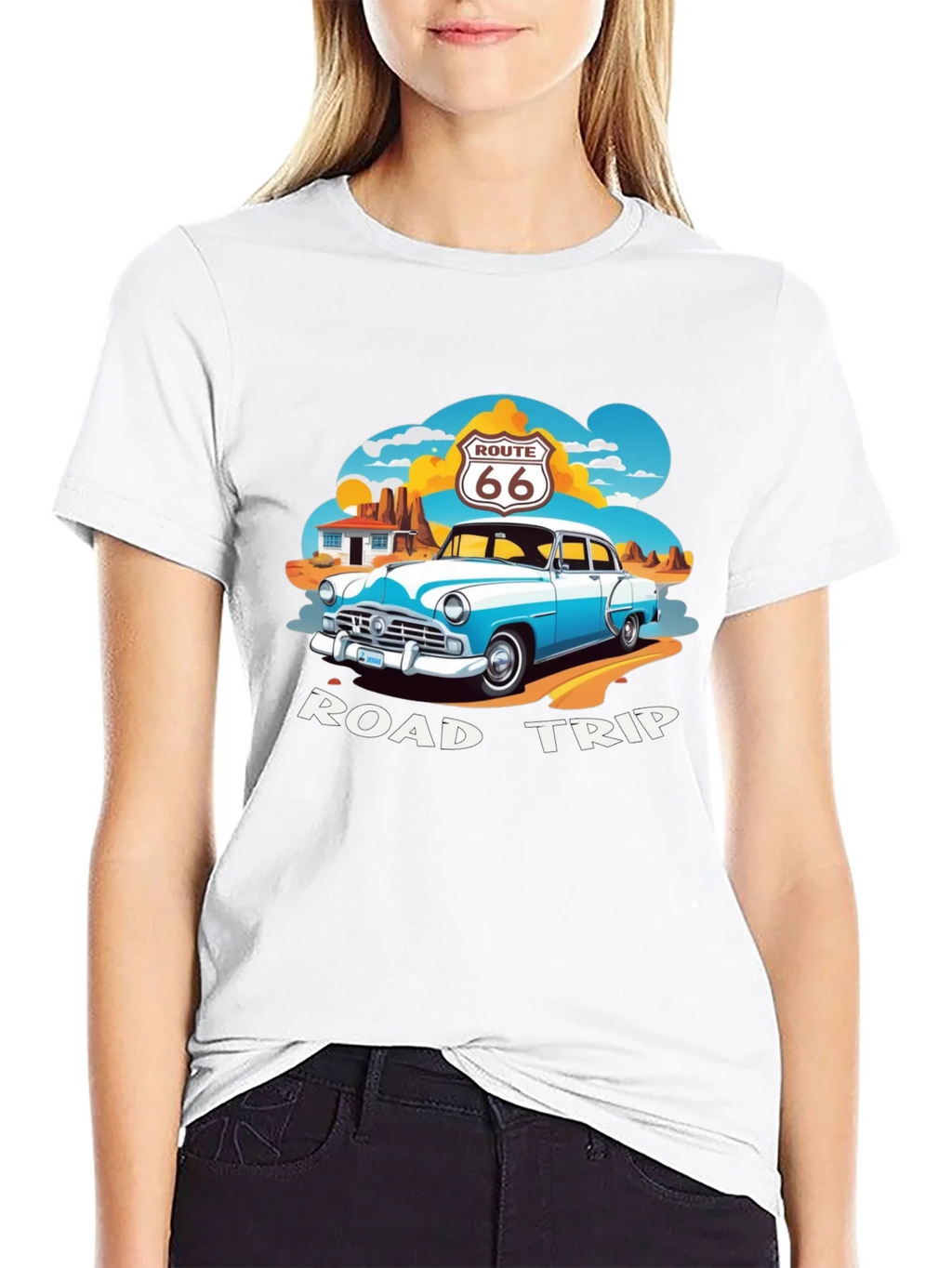 Route 66 Road Trip Black Graphic Tee product image 11