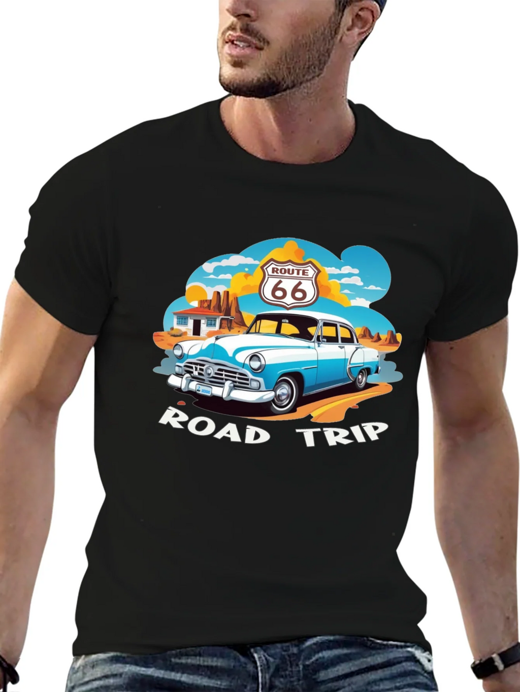 Route 66 Road Trip Black Graphic Tee product image 9
