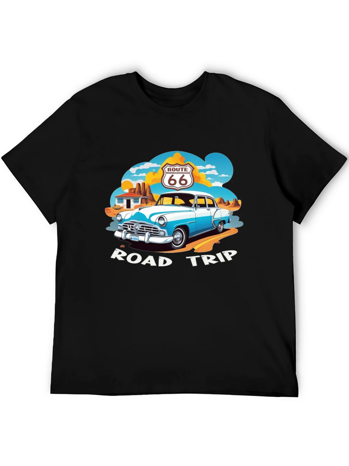 Route 66 Road Trip Black Graphic Tee product image 8