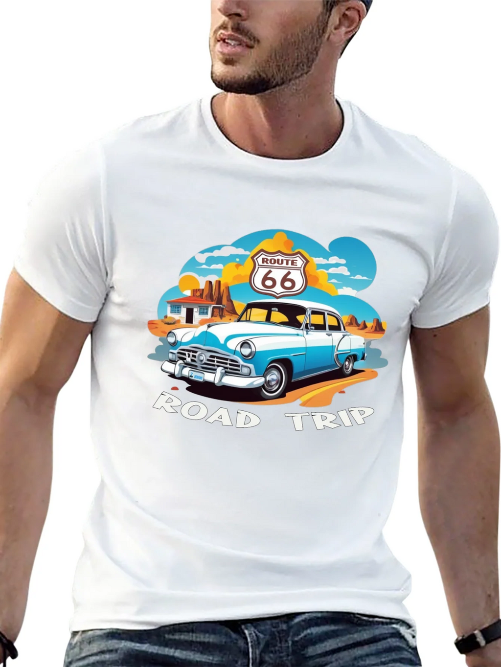 Route 66 Road Trip Black Graphic Tee product image 4