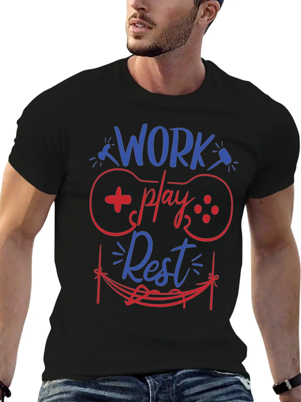 Work Play Rest Gamer Graphic T-Shirt product image 9