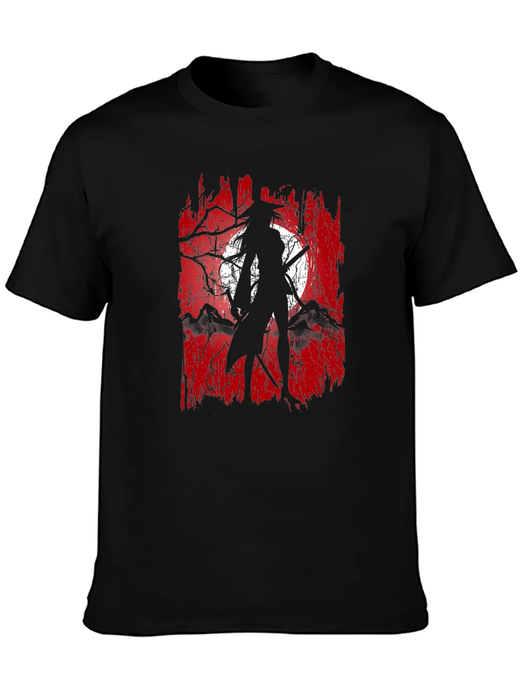 Samurai Moon Graphic Tee - Black Cotton product image 6