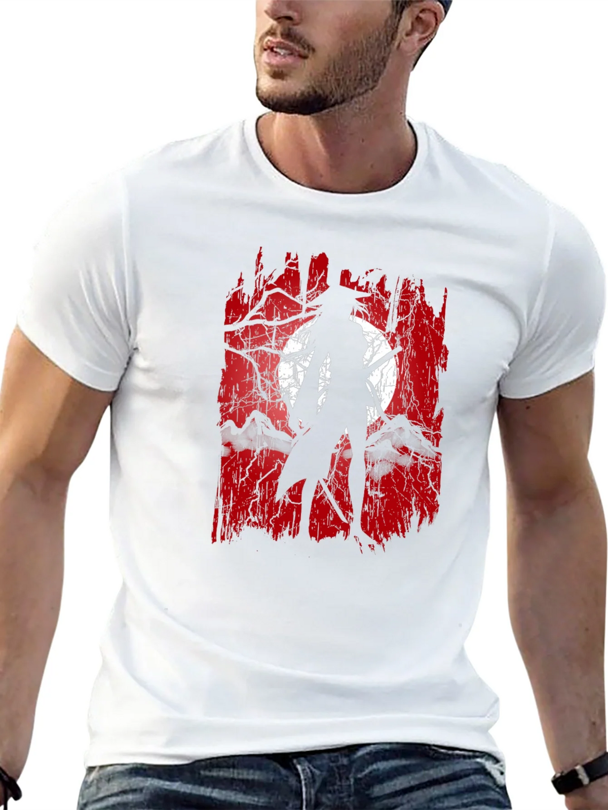 Samurai Moon Graphic Tee - Black Cotton product image 4