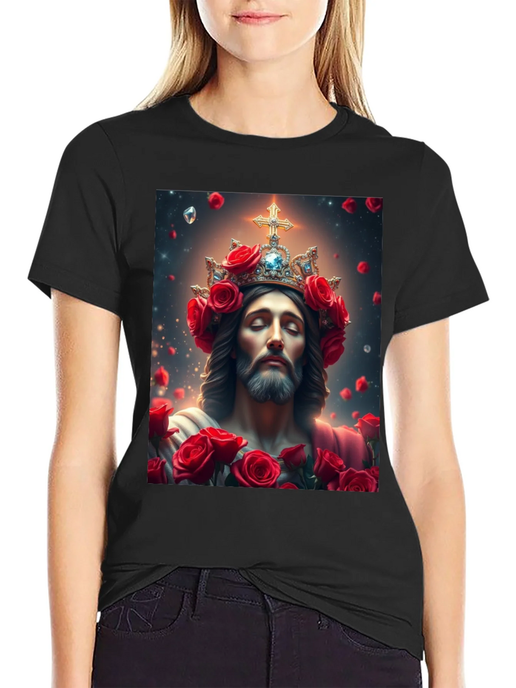 Jesus with Roses Graphic T-Shirt - Divine Apparel product image 5