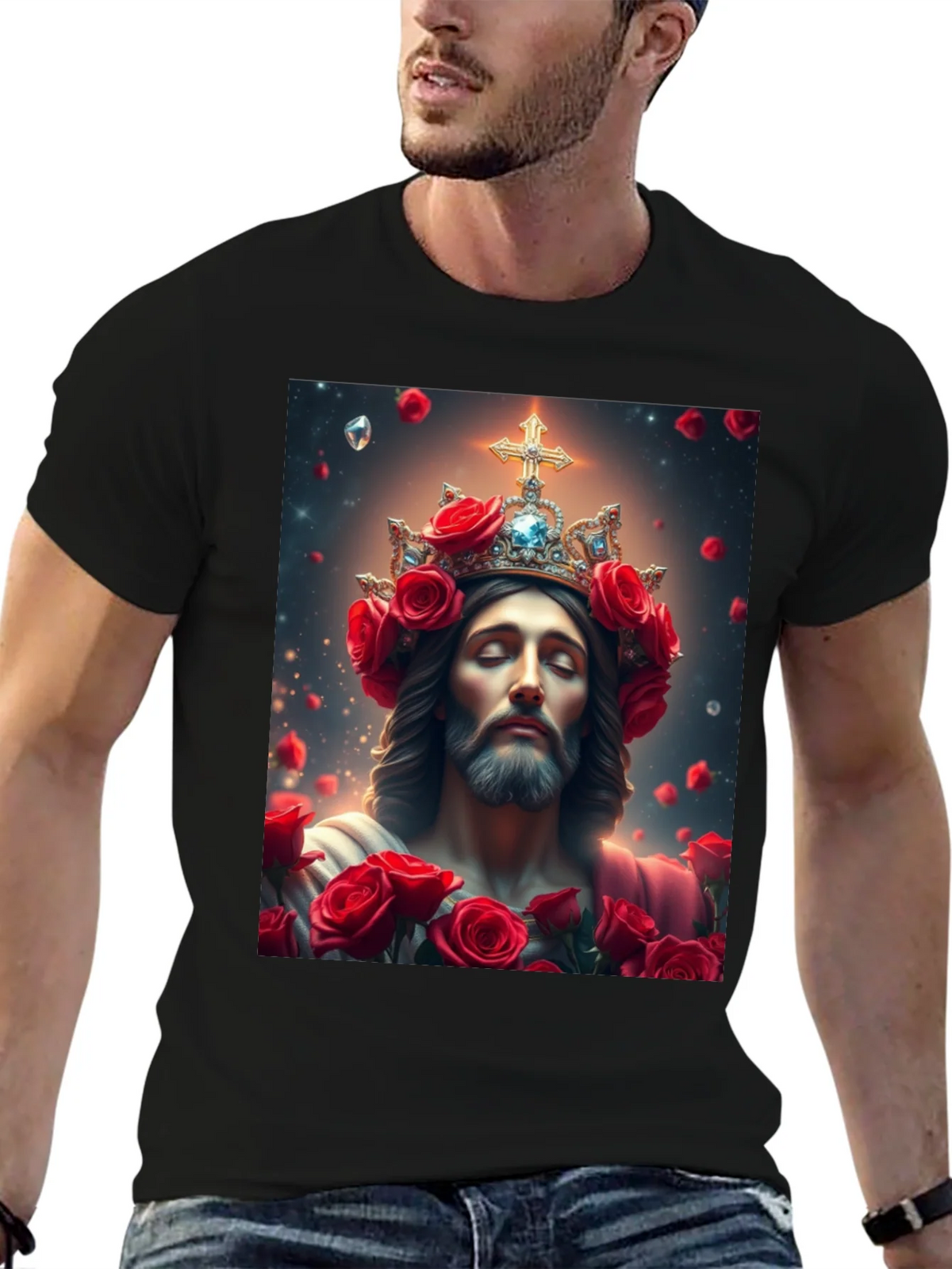 Jesus with Roses Graphic T-Shirt - Divine Apparel product image 9