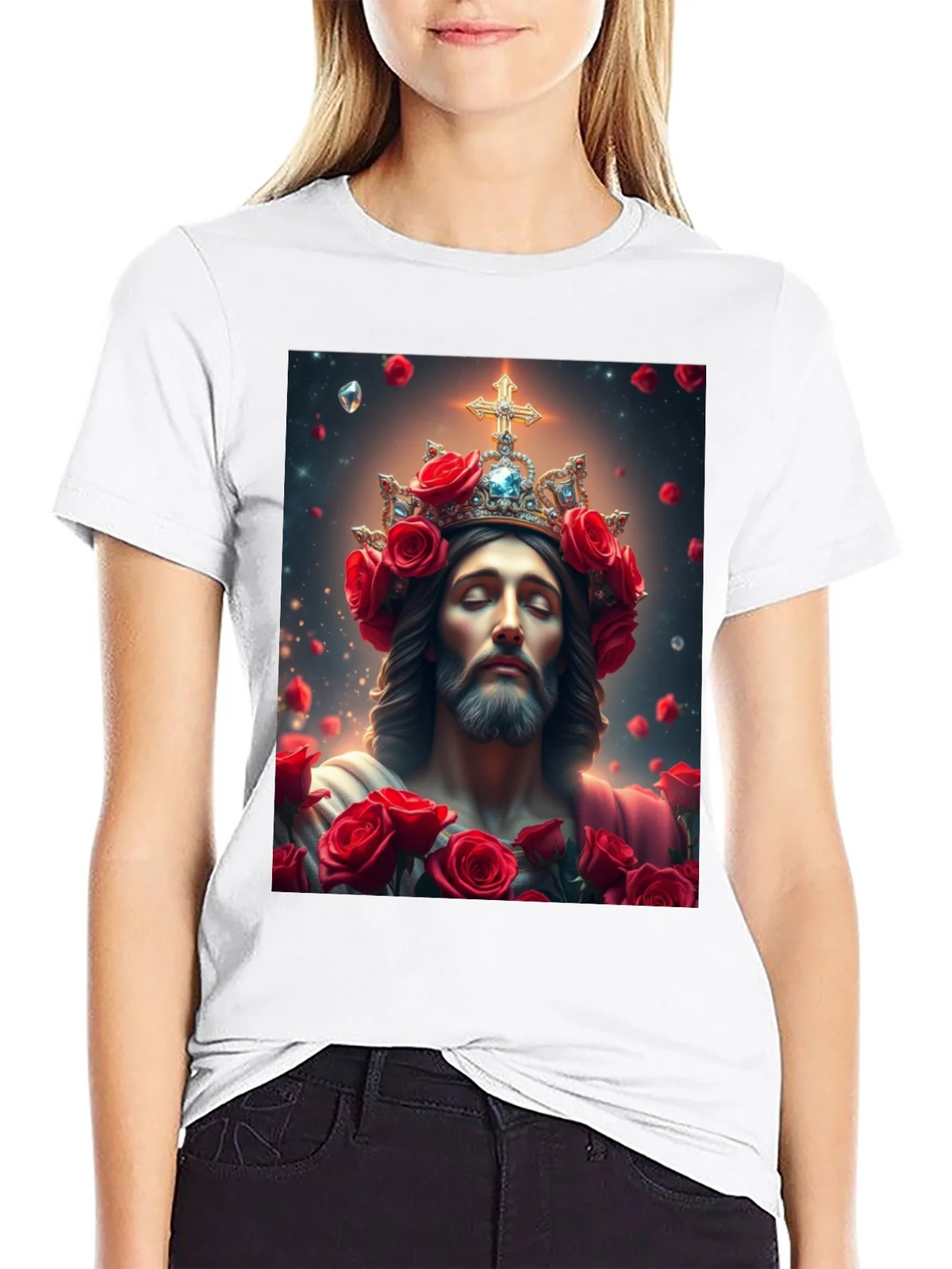 Jesus with Roses Graphic T-Shirt - Divine Apparel product image 11
