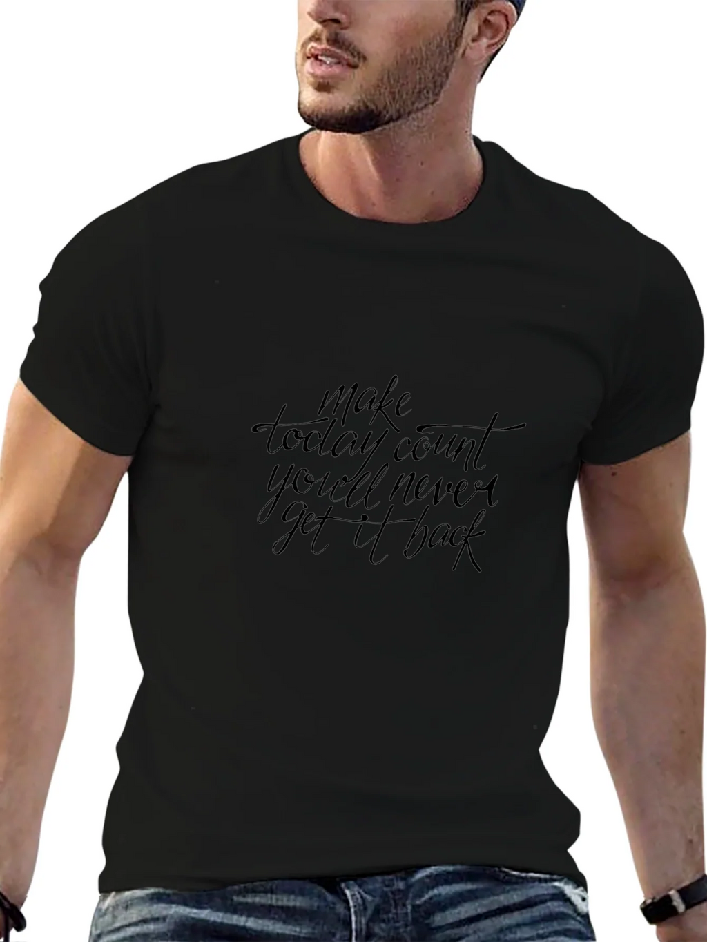 Inspirational Black T-Shirt - Make Today Count product image 9