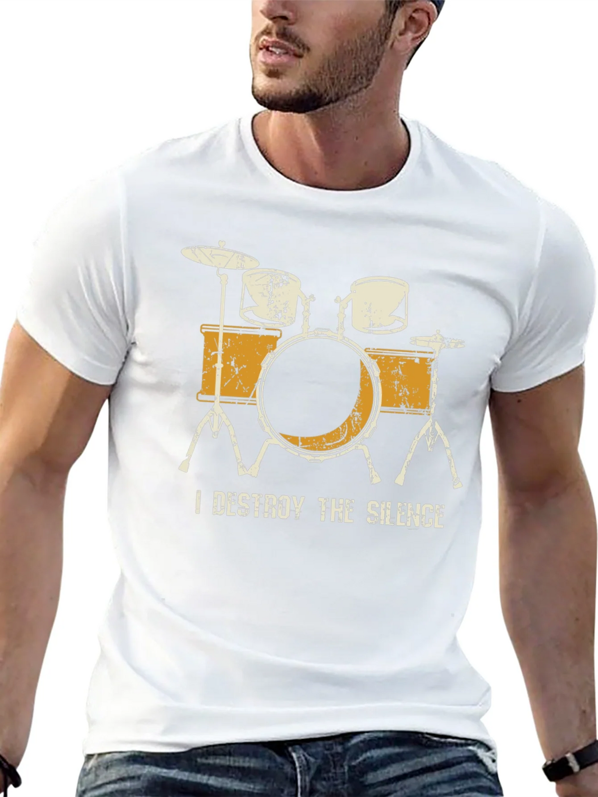 I Destroy The Silence Drum Set Graphic Tee product image 4