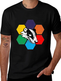 Retro Badger Hexagon Graphic T-Shirt product image 1