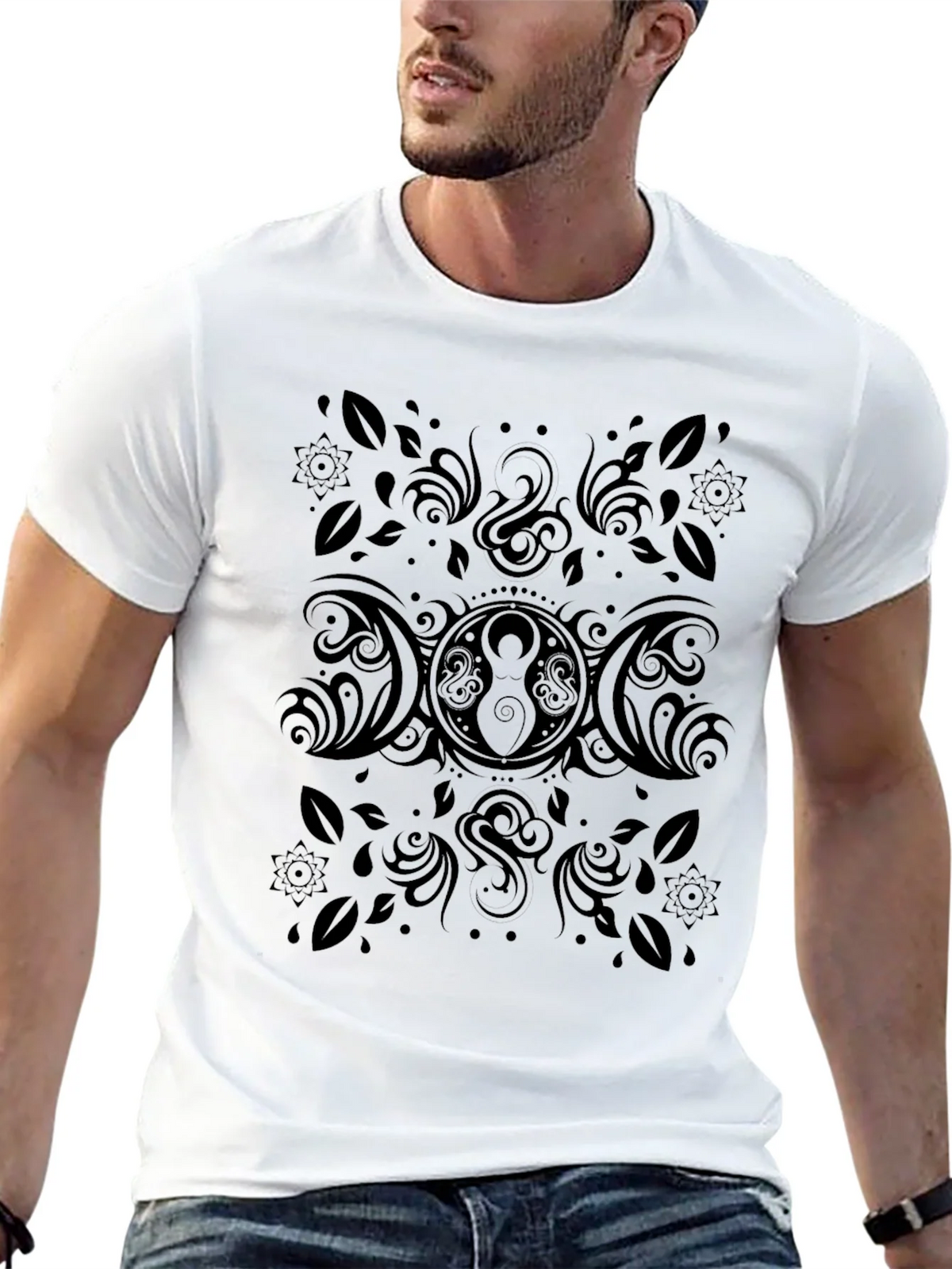 Black Triple Moon Goddess T-Shirt product image 4