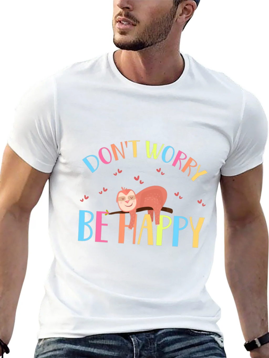 Dont Worry Be Happy Sloth Graphic Tee product image 4