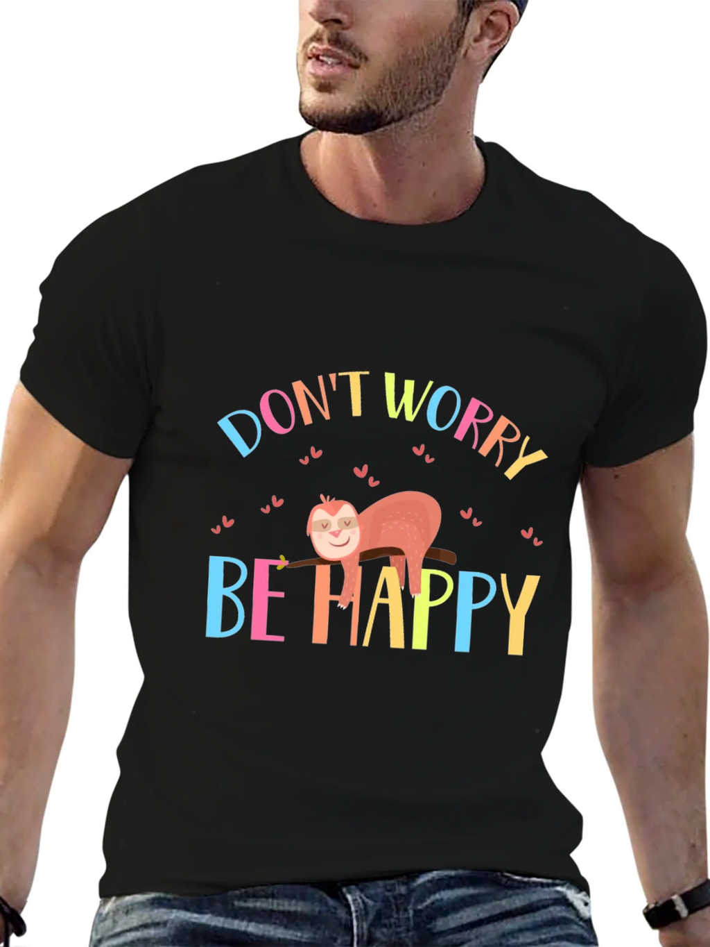 Dont Worry Be Happy Sloth Graphic Tee product image 9