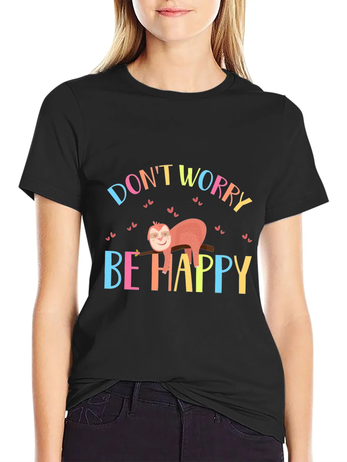 Dont Worry Be Happy Sloth Graphic Tee product image 5
