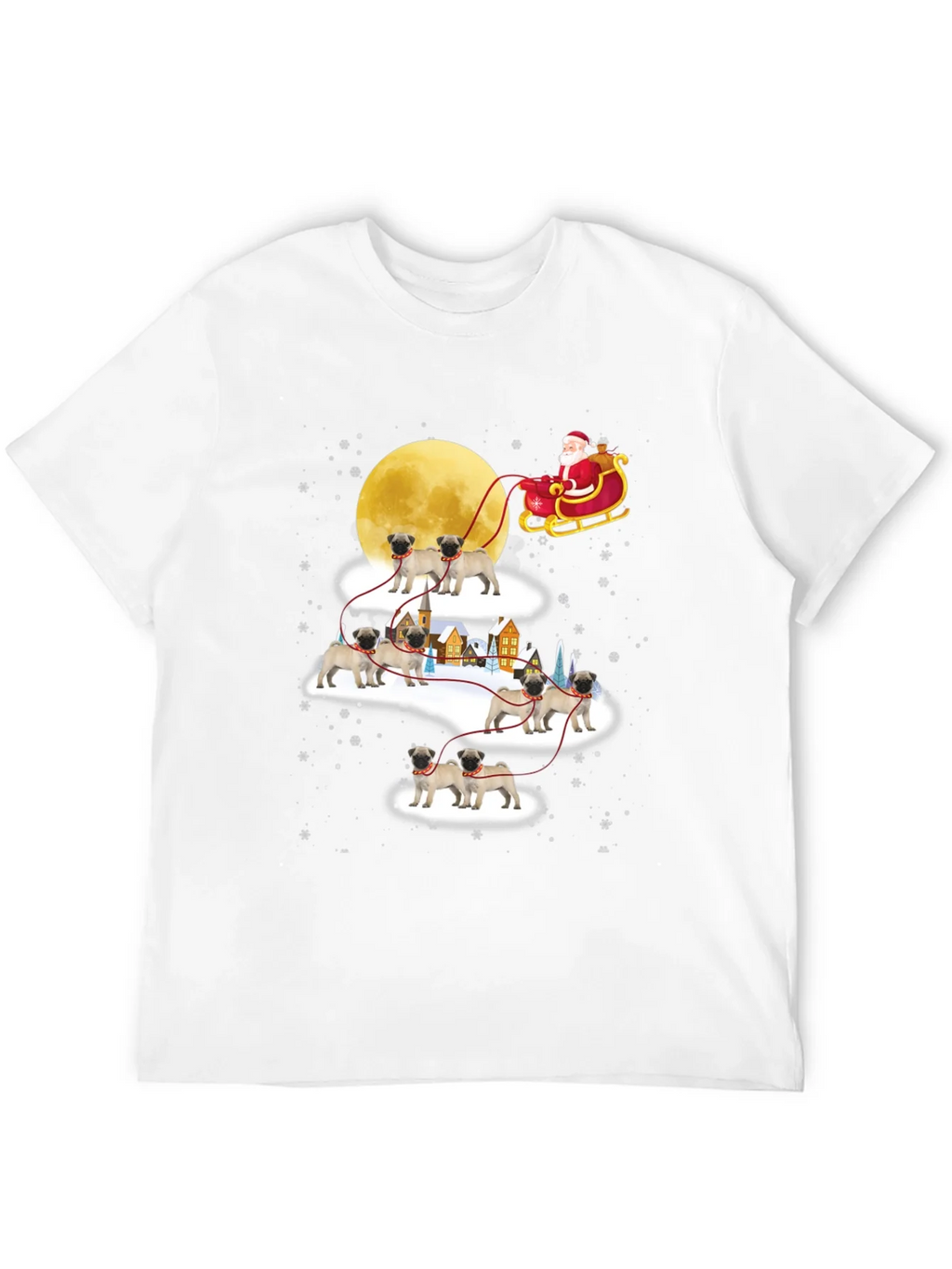 Christmas Pug Santa Sleigh T-Shirt product image 3