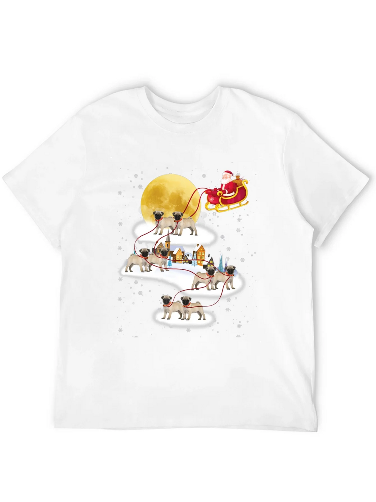 Christmas Pug Santa Sleigh T-Shirt product image 3