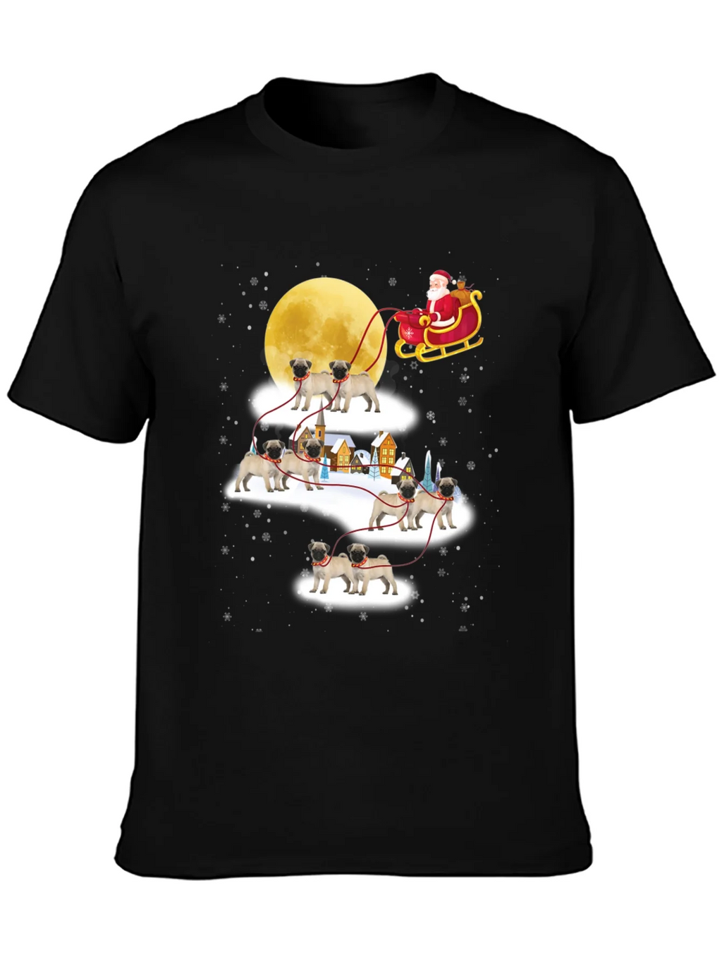 Christmas Pug Santa Sleigh T-Shirt product image 6