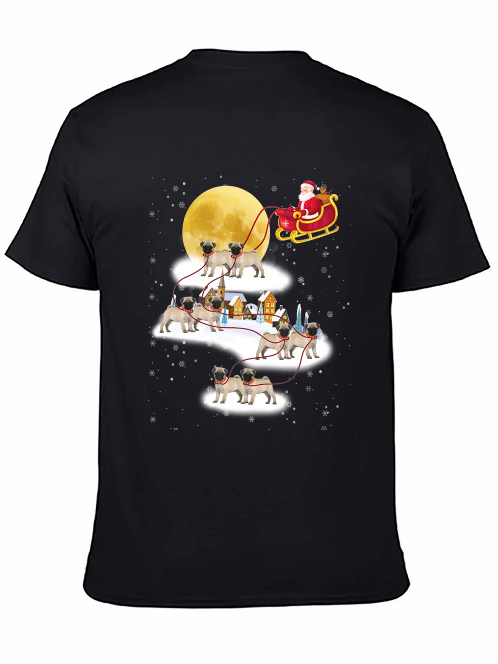 Christmas Pug Santa Sleigh T-Shirt product image 7