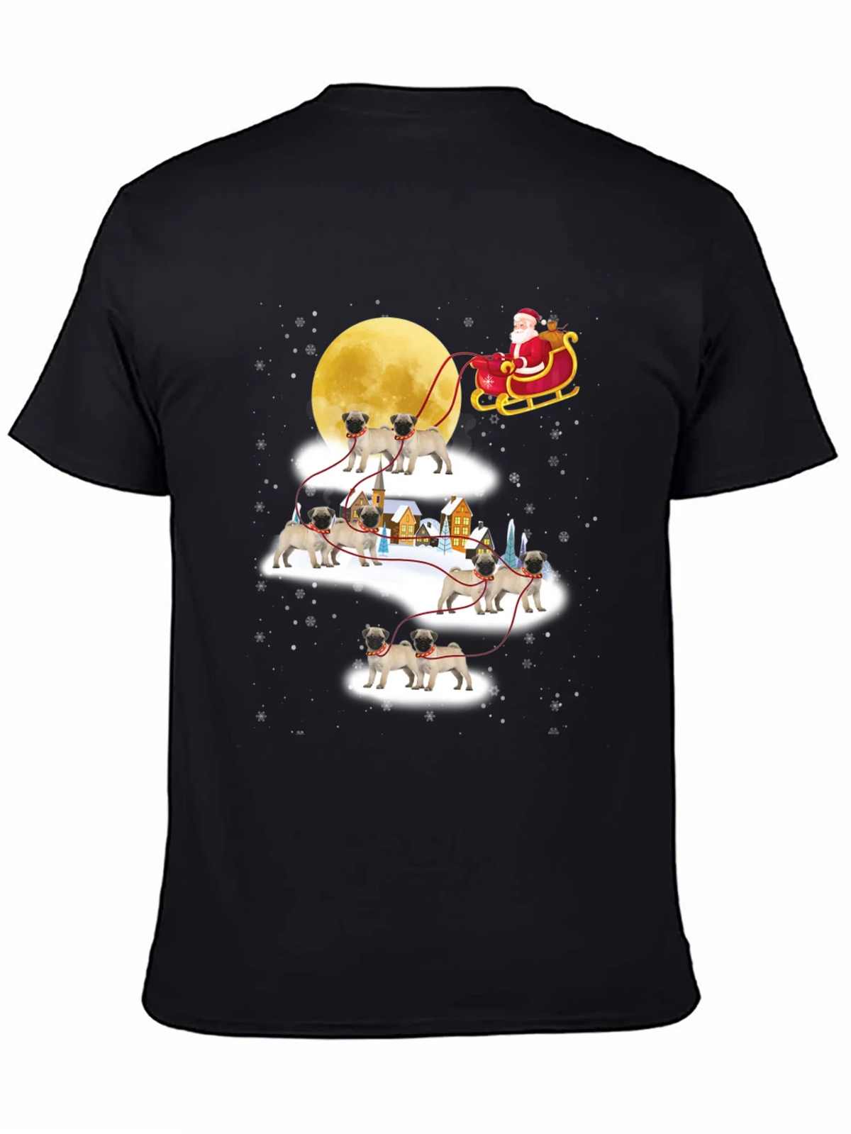Christmas Pug Santa Sleigh T-Shirt product image 7