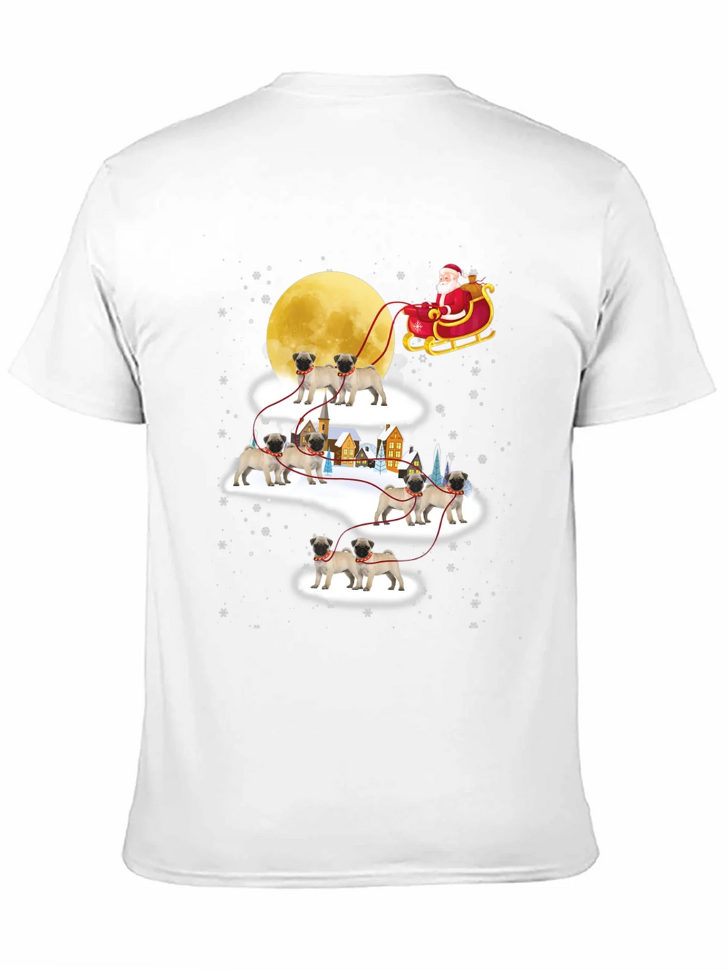 Christmas Pug Santa Sleigh T-Shirt product image 2