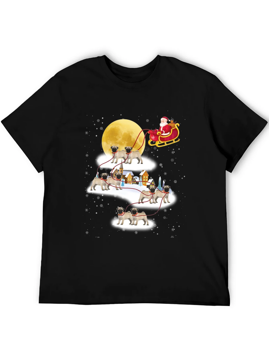 Christmas Pug Santa Sleigh T-Shirt product image 8