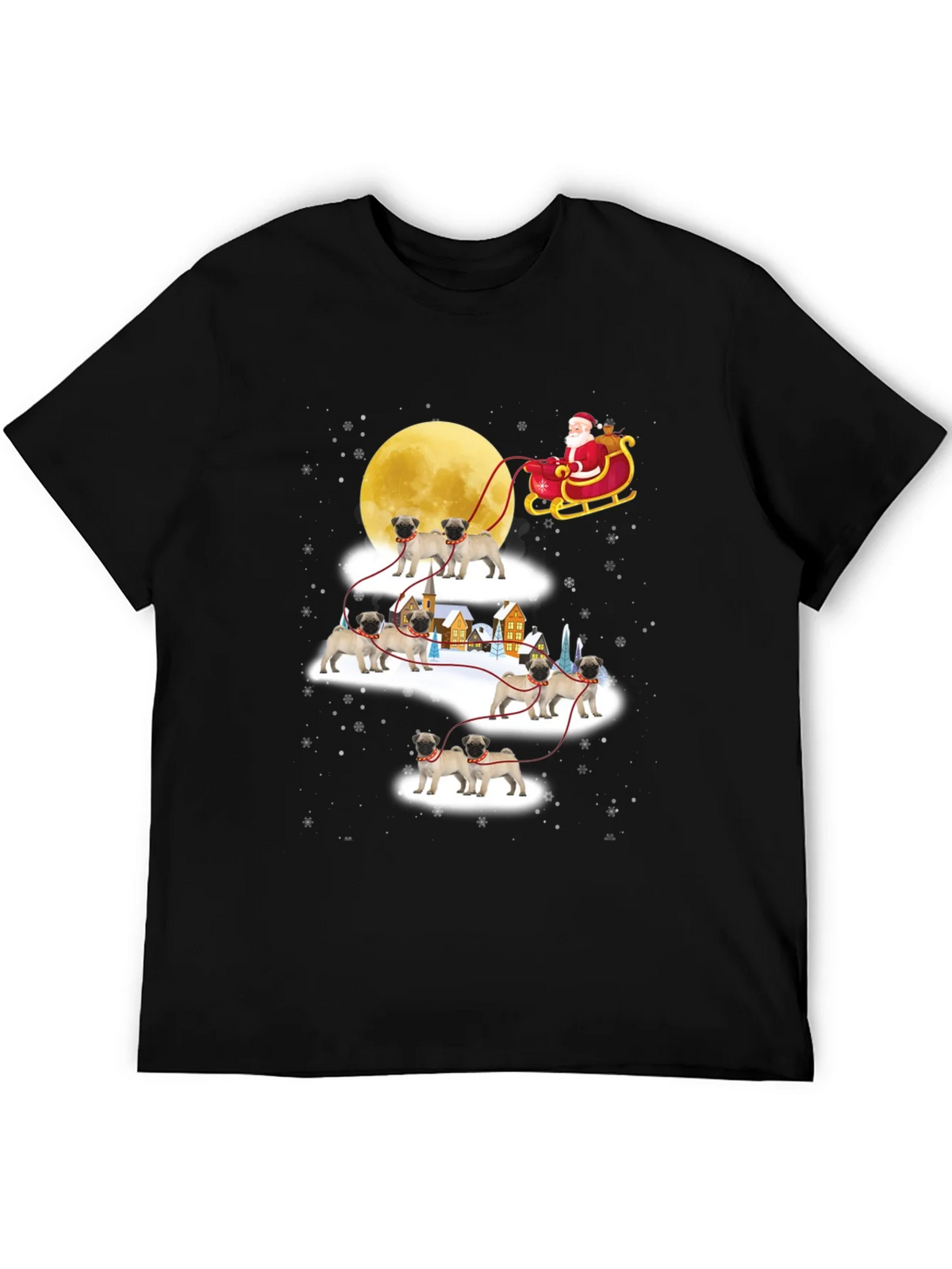 Christmas Pug Santa Sleigh T-Shirt product image 8