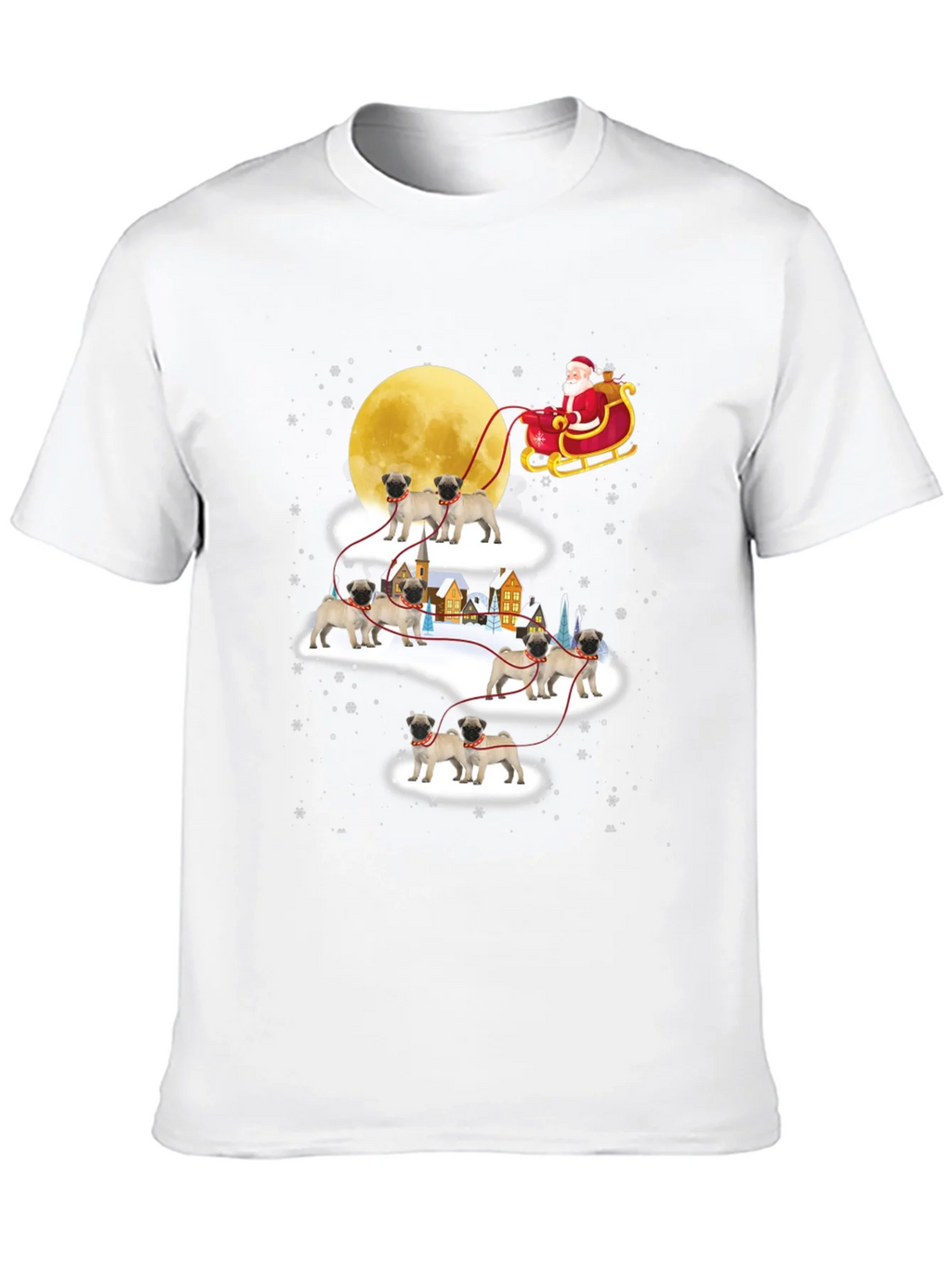 Christmas Pug Santa Sleigh T-Shirt product image 12