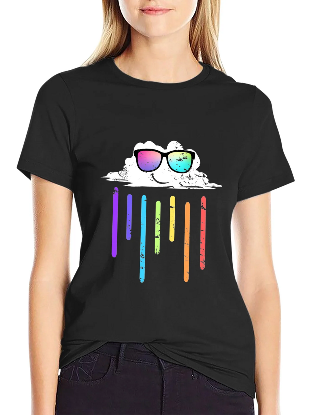 Rainbow Cloud Graphic Tee - Black T-Shirt product image 5