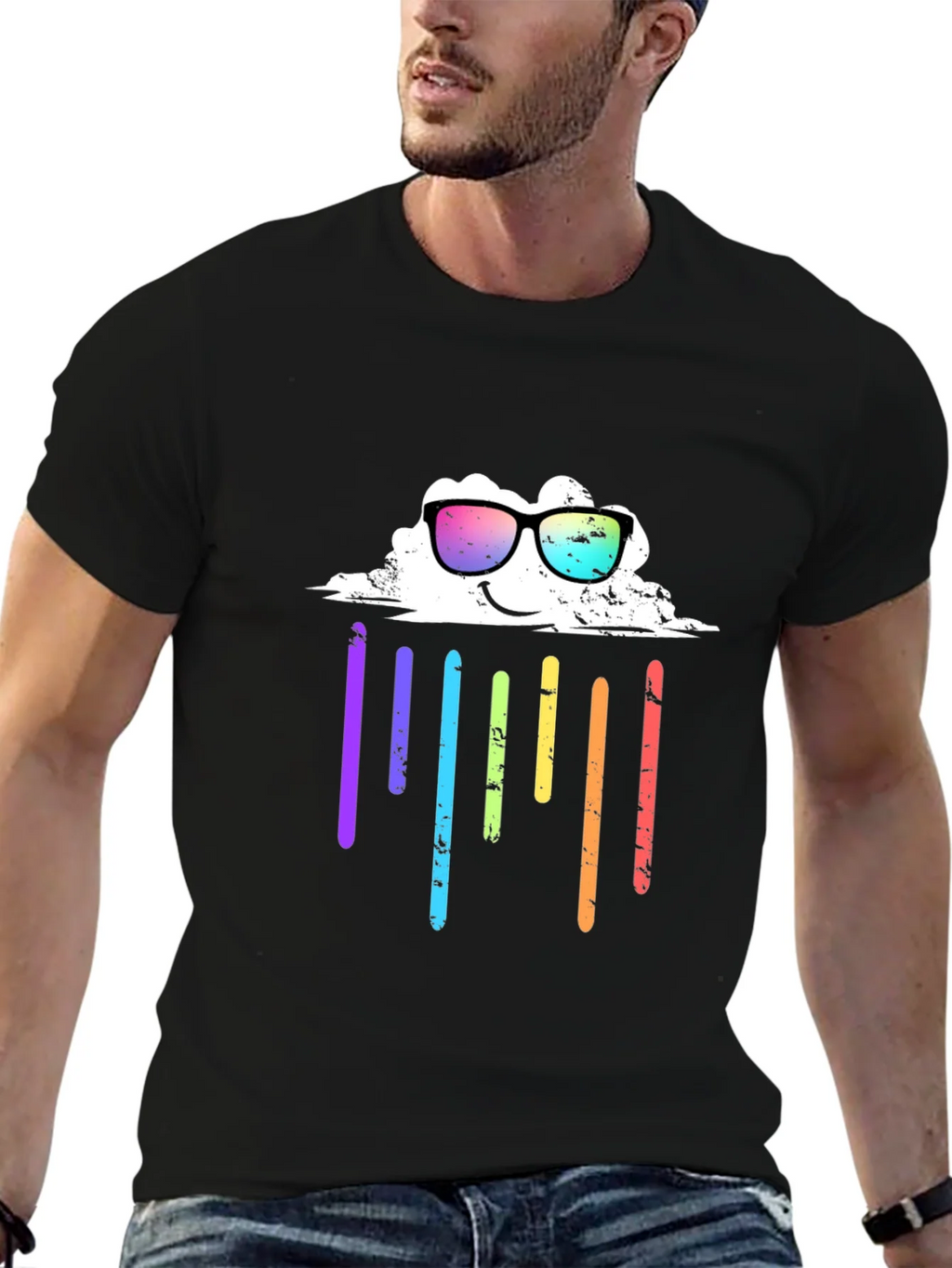 Rainbow Cloud Graphic Tee - Black T-Shirt product image 9