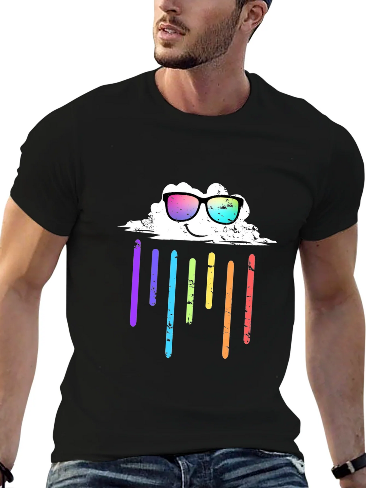 Rainbow Cloud Graphic Tee - Black T-Shirt product image 9