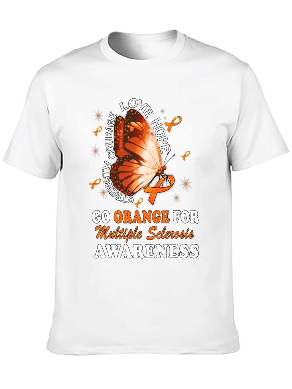 MS Awareness T-Shirt: Orange Butterfly Love Hope Strength product image 12