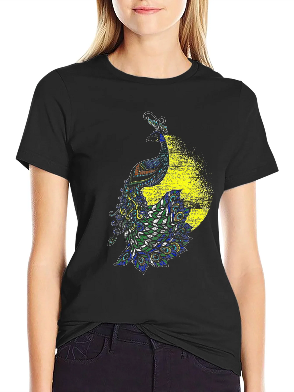 Peacock Graphic Black T-Shirt - Bold & Stylish Design product image 5
