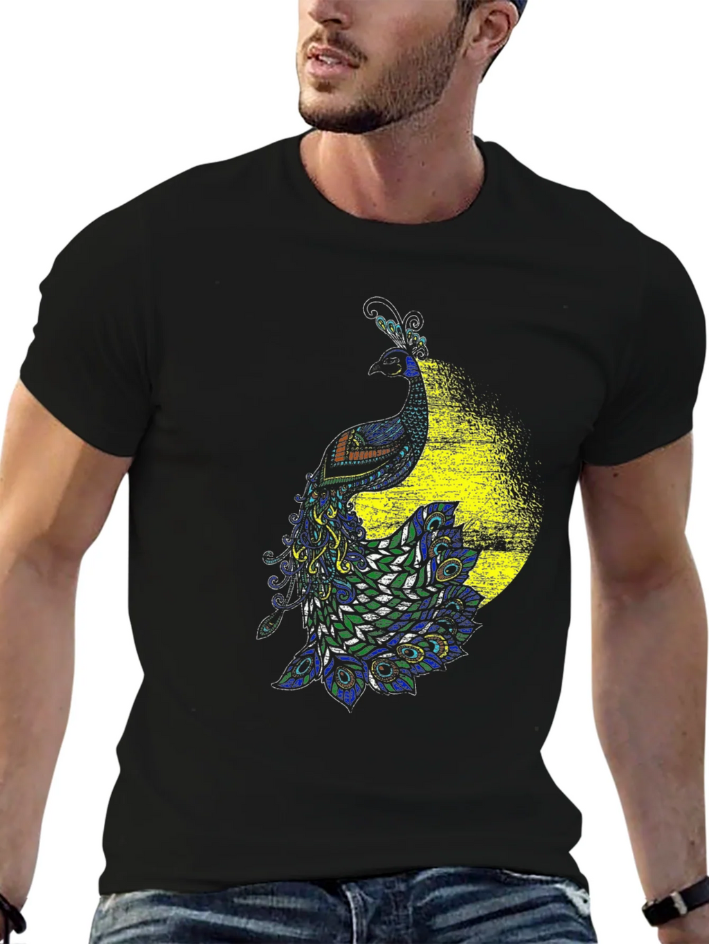 Peacock Graphic Black T-Shirt - Bold & Stylish Design product image 9