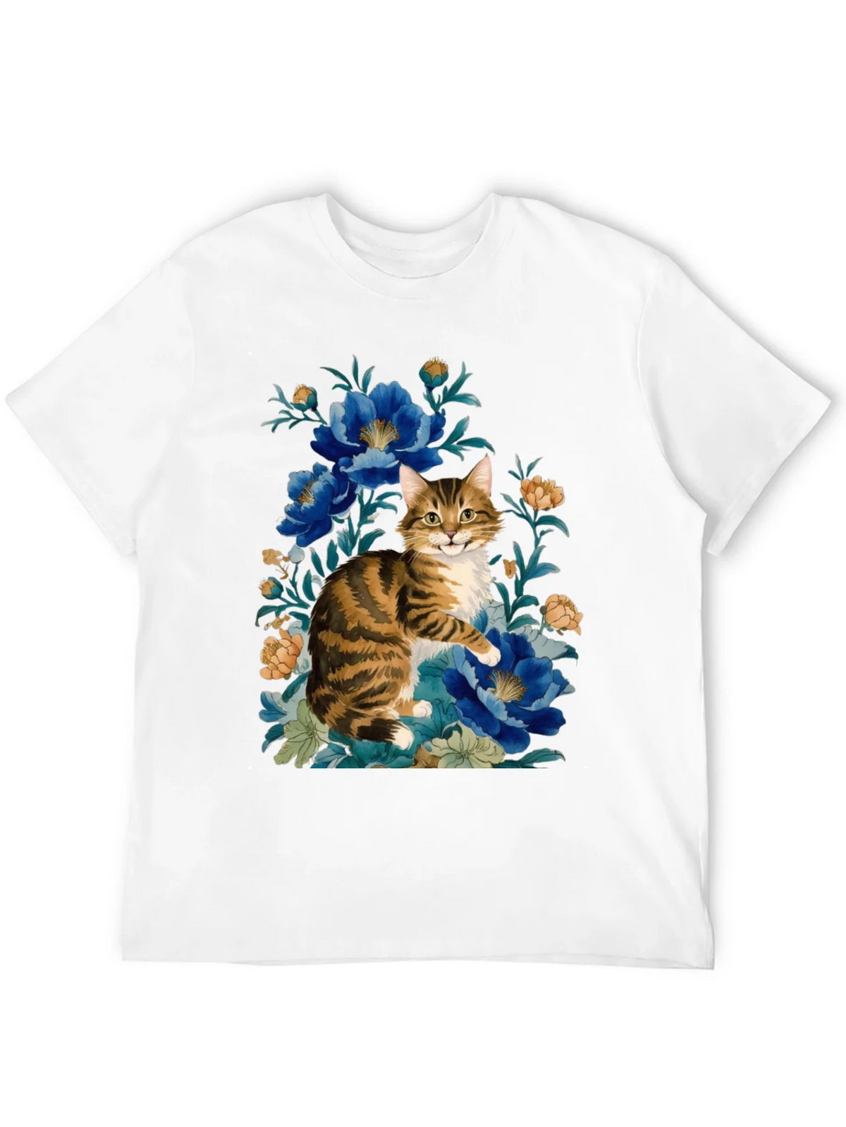 Floral Cat Graphic Tee - Soft Cotton Blend product image 3