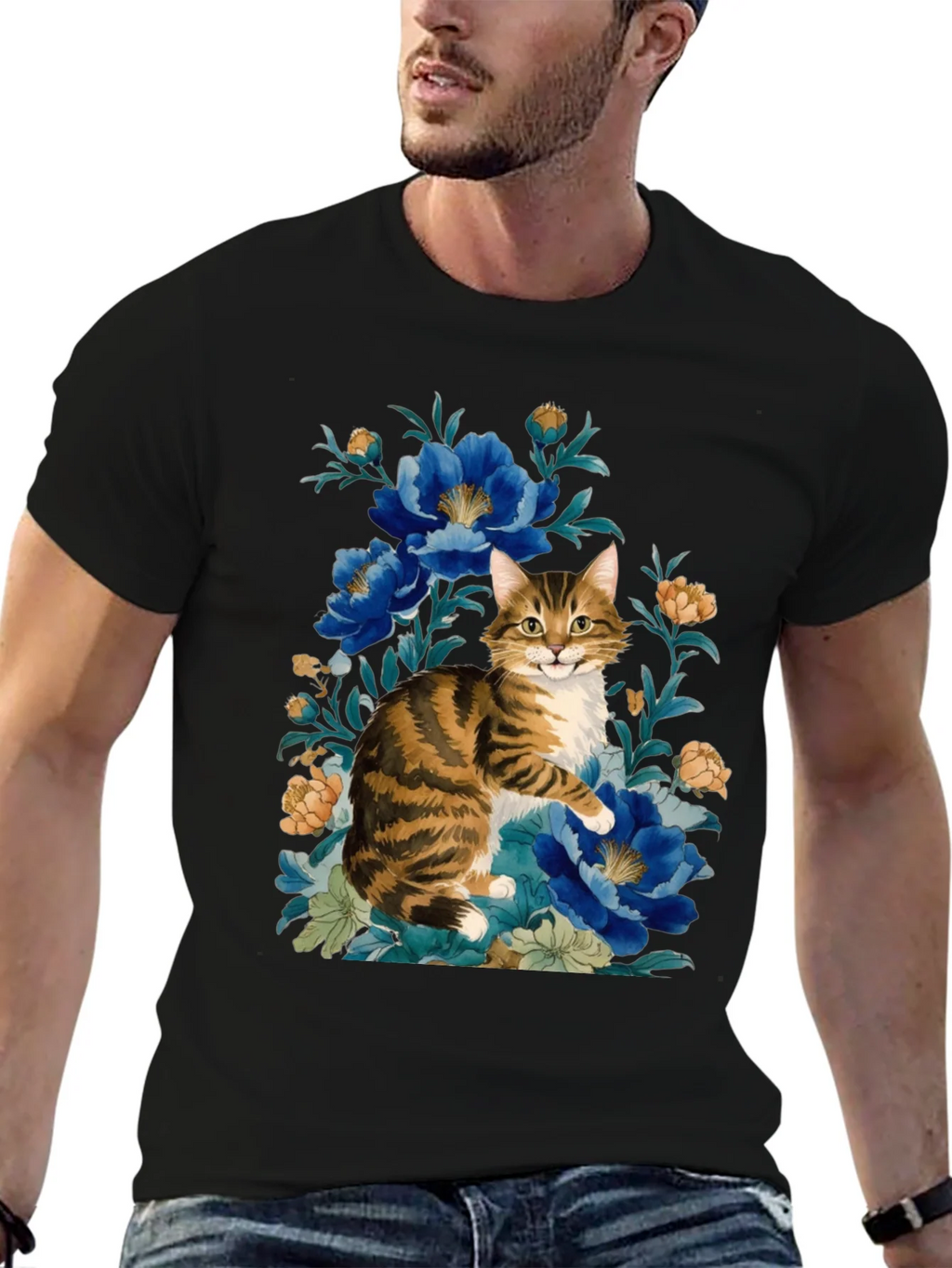 Floral Cat Graphic Tee - Soft Cotton Blend product image 9